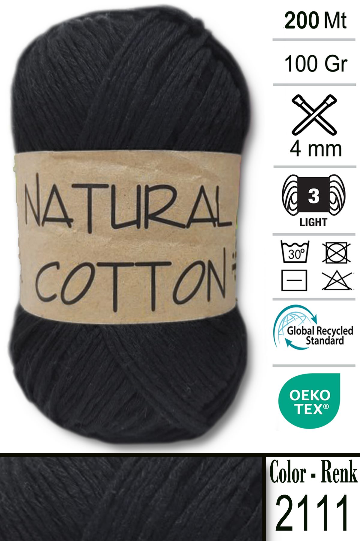 NATURALCOTTON-2111 Diva Natural Cotton 2111 Siyah - Görsel 1