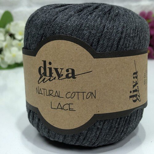 Diva Natural Cotton Lace 2108 Koyu Gri