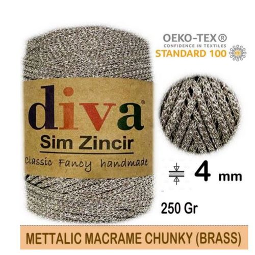 Metallic Makrome Sim Zincir 1 Brass