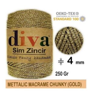 Metallic Makrome Sim Zincir 2 Gold