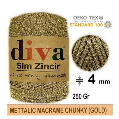 Metallic Makrome Sim Zincir 2 Gold