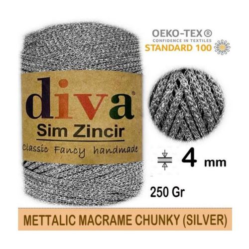 Metallic Makrome Sim Zincir 3 Silver