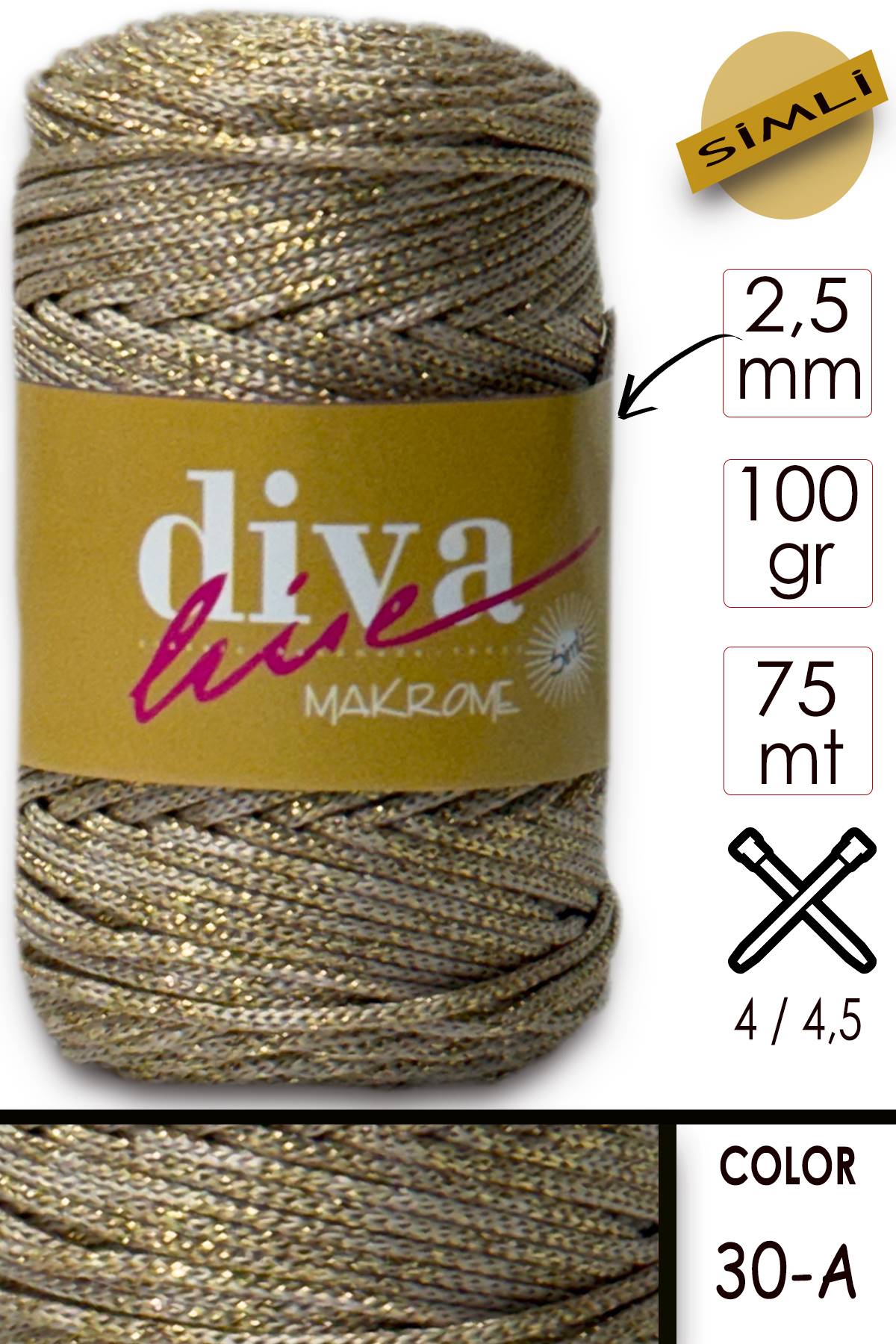 Diva Makrome İpi Simli 30A - Görsel 1
