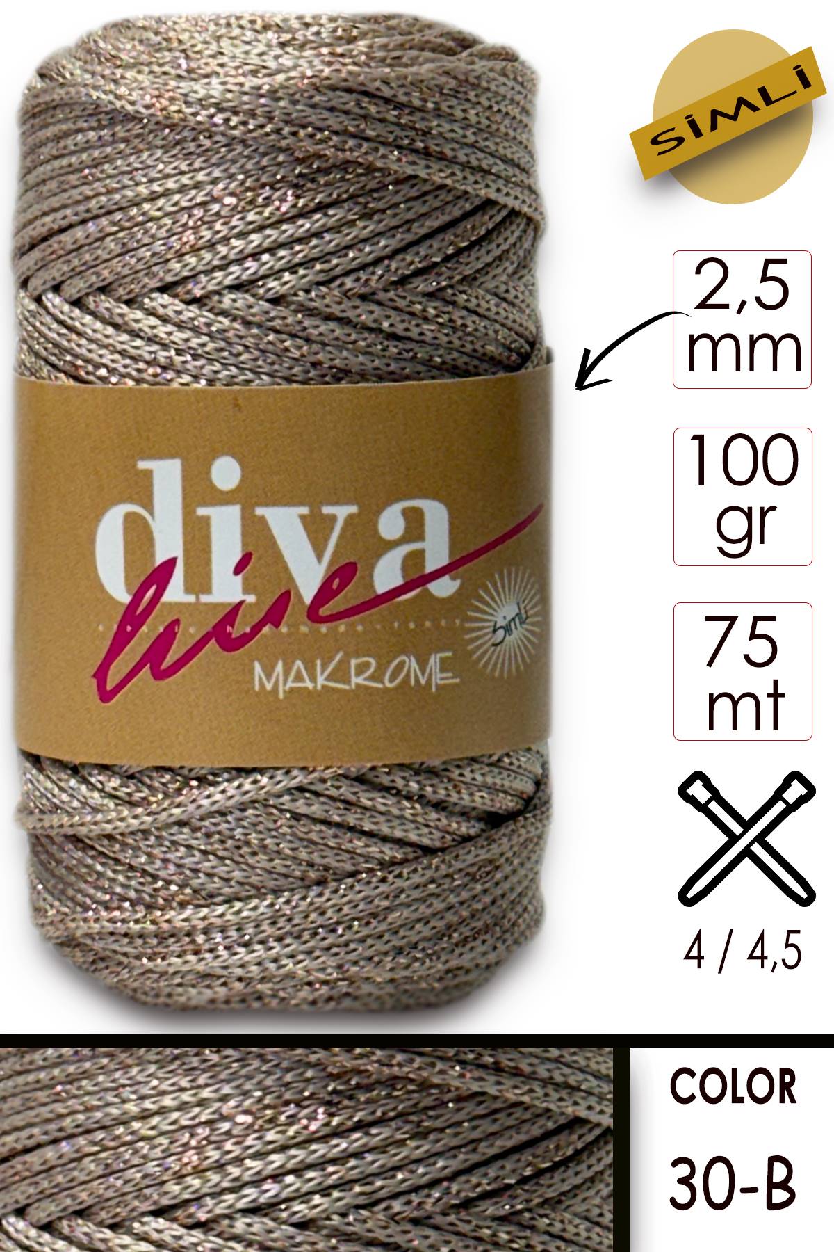 Diva Makrome İpi Simli 30B - Görsel 1