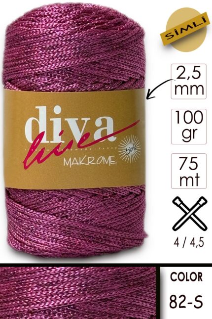 Diva Makrome İpi Simli 82S Fuşya