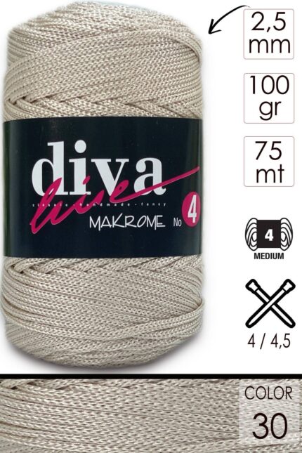 Diva Makrome İpi Kalın (No:4) 30 Açık Bej