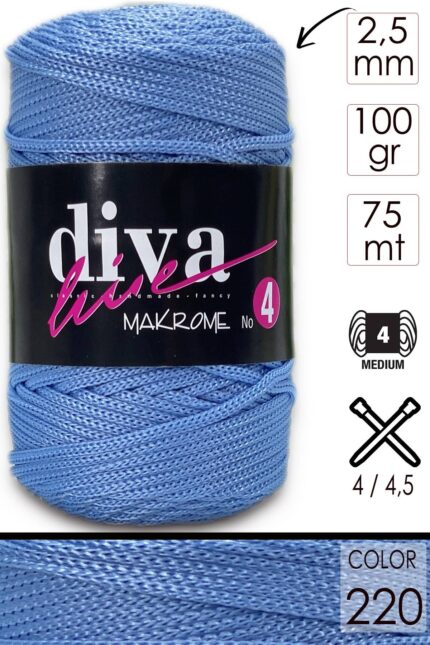 Diva Makrome İpi Kalın (No:4) 220 Bebe Mavi