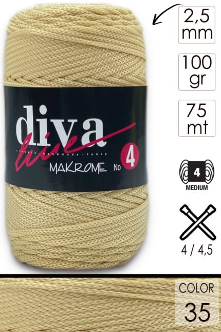 Diva Makrome İpi Kalın (No:4) 35 Nohut