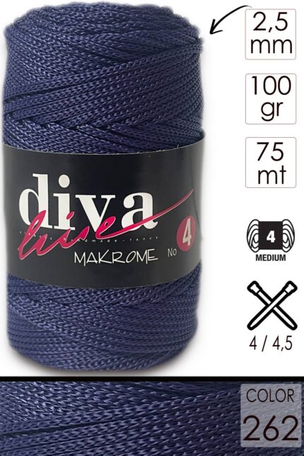 Diva Makrome İpi Kalın (No:4) 262 Lacivert