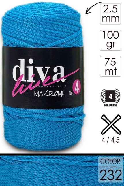 Diva Makrome İpi Kalın (No:4) 232 Açık Turkuaz