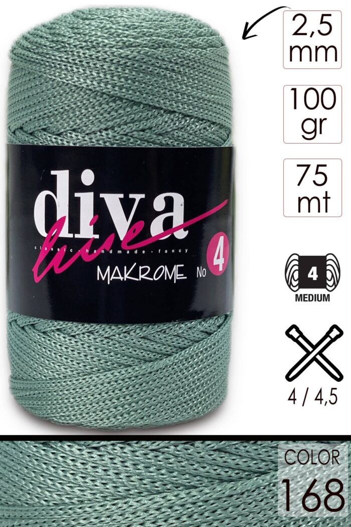 Diva Makrome İpi Kalın (No:4) 168 Soft Mint - Görsel 1
