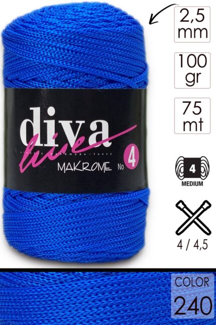 Diva Makrome İpi Kalın (No:4) 240 Parliament Mavi