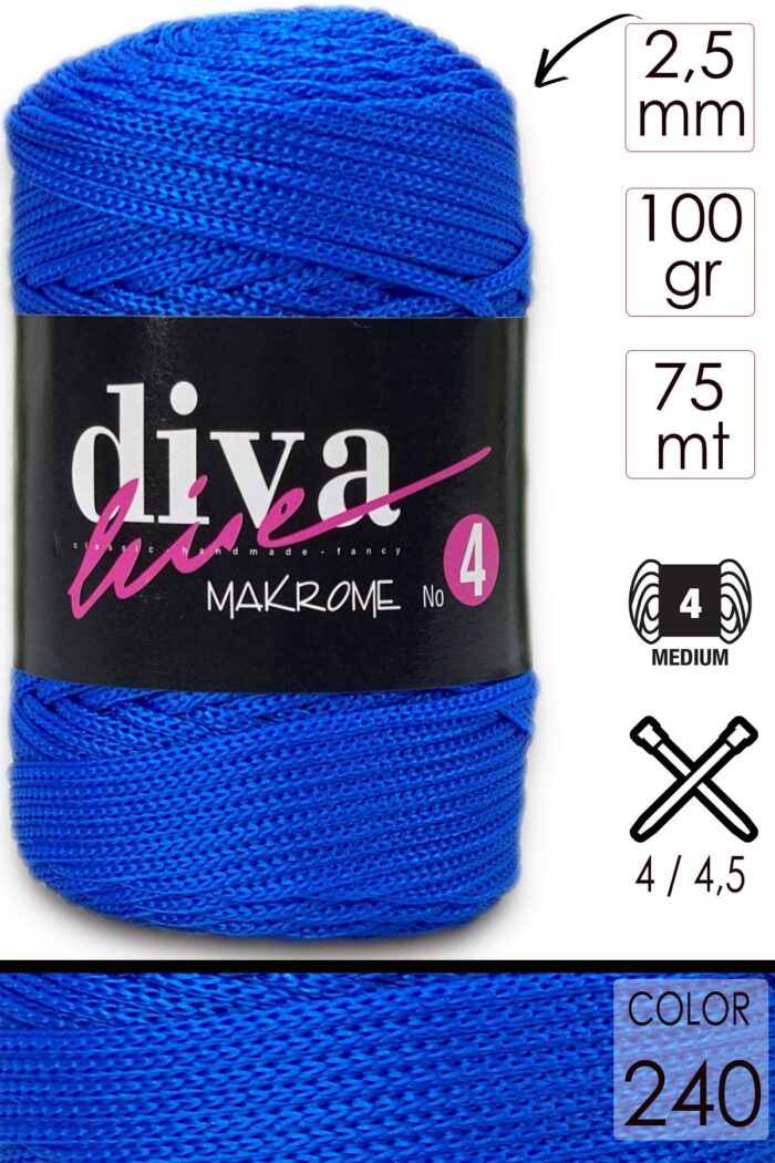 Diva Makrome İpi Kalın (No:4) 240 Parliament Mavi - Görsel 1