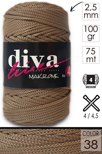 Diva Makrome İpi Kalın (No:4) 38 Camel