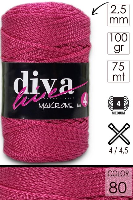 Diva Makrome İpi Kalın (No:4) 80 Fuşya