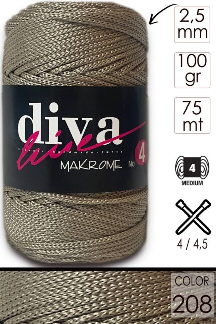 Diva Makrome İpi Kalın (No:4) 208 Kahve