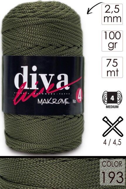 Diva Makrome İpi Kalın (No:4) 193 Haki