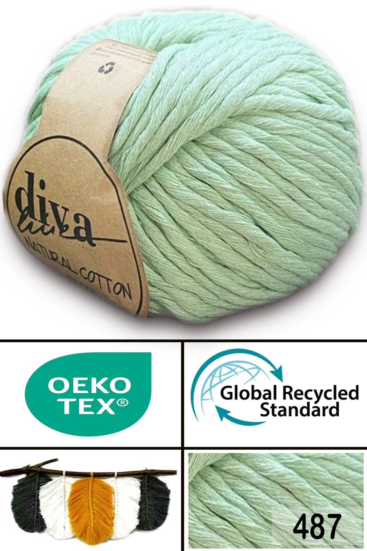 Diva Natural Cotton XXL 487 Su Yeşili - Görsel 1