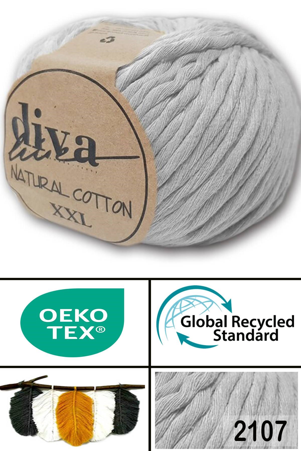 Diva Natural Cotton XXL 2107 Açık Gri - Görsel 1