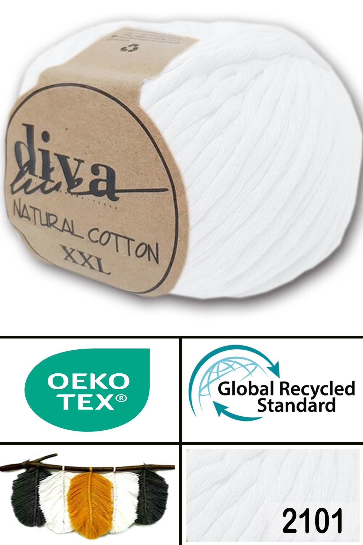 Diva Natural Cotton XXL 2101 Beyaz - Görsel 1