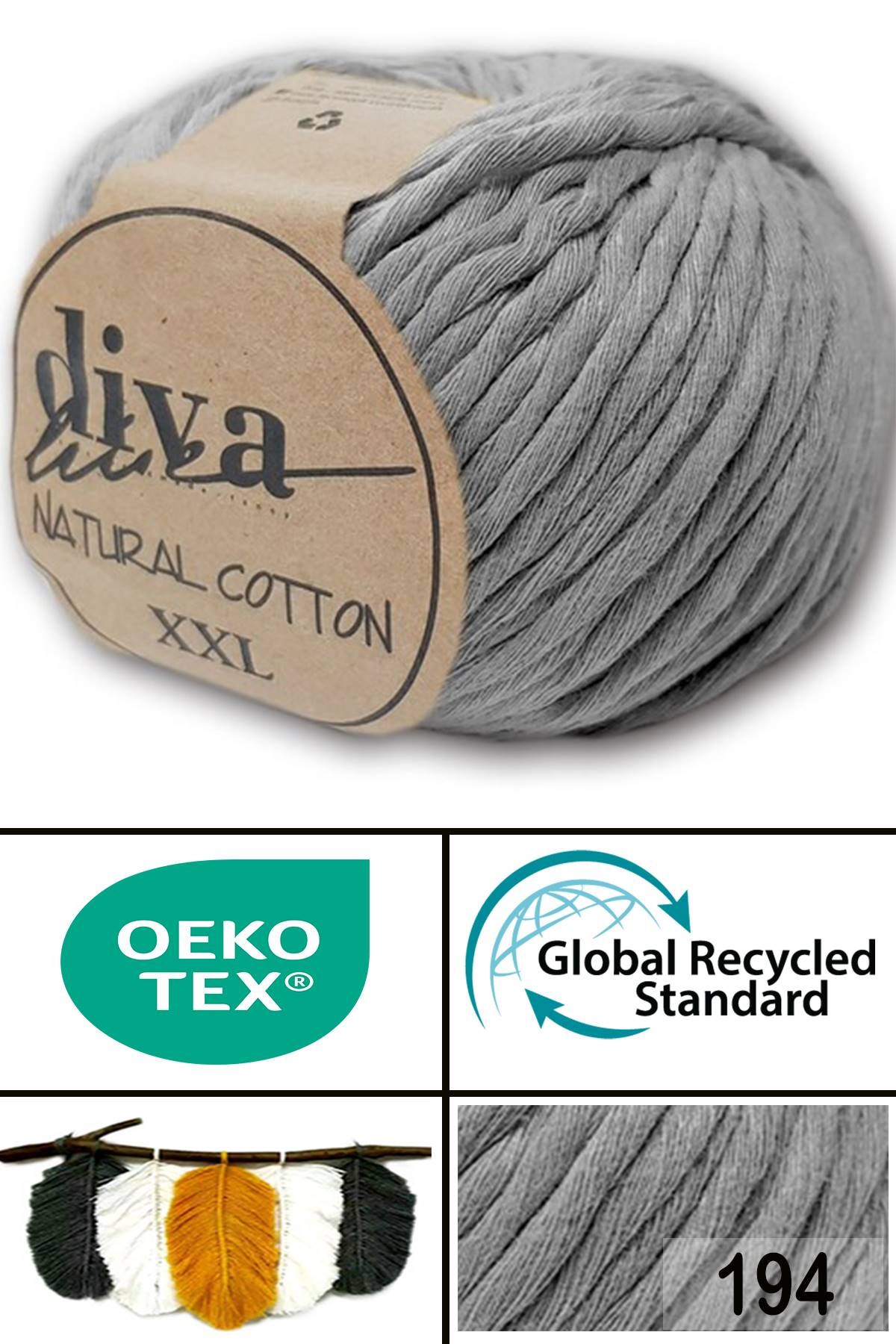 Diva Natural Cotton XXL 194 Orta Gri - Görsel 1
