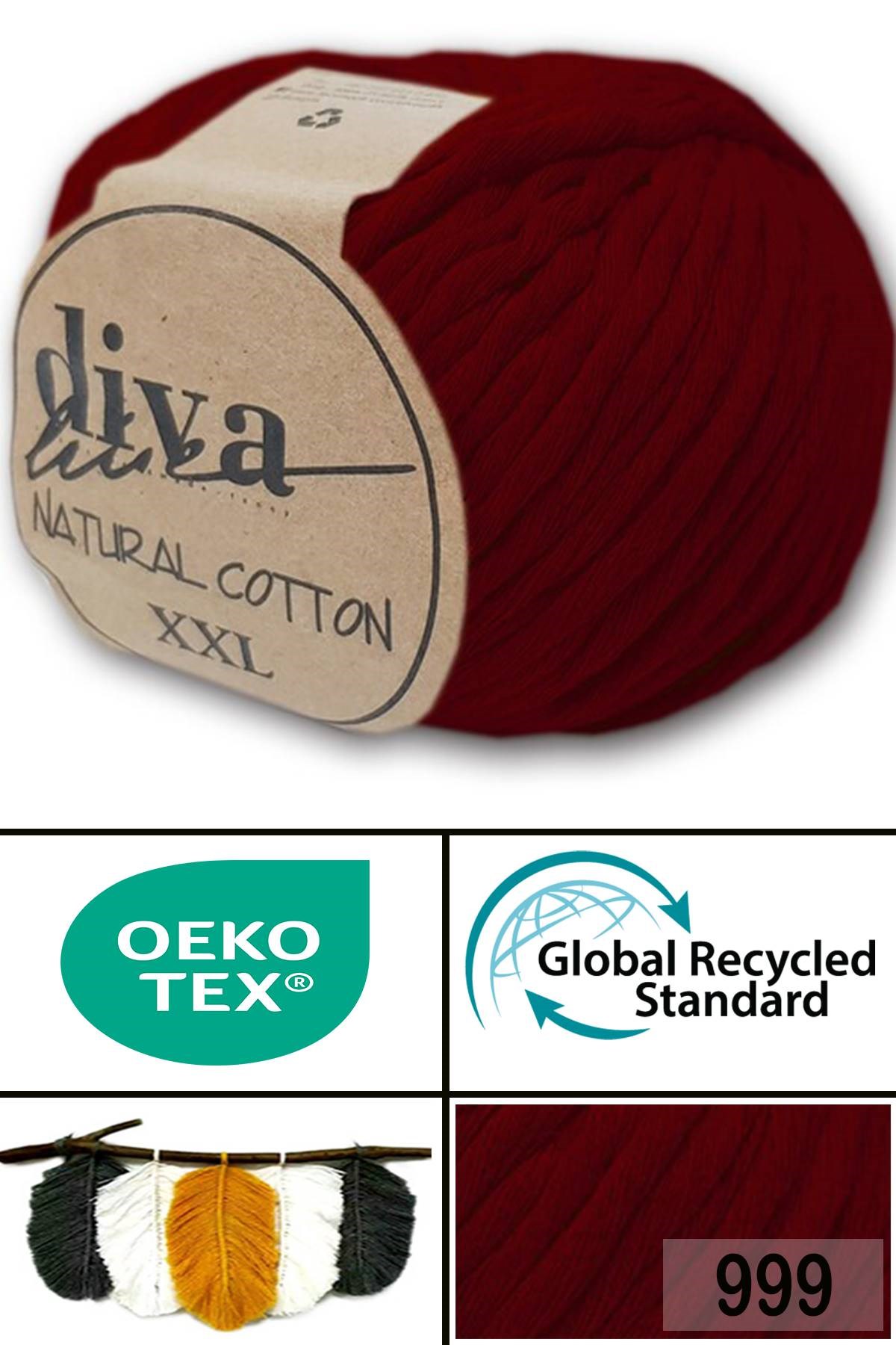 Diva Natural Cotton XXL 999 Bordo - Görsel 1