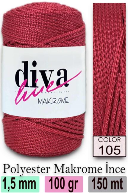 Diva Makrome İpi 105 Kan Kırmızı