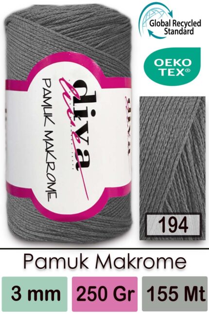 Diva Pamuk Makrome 194 Orta Gri