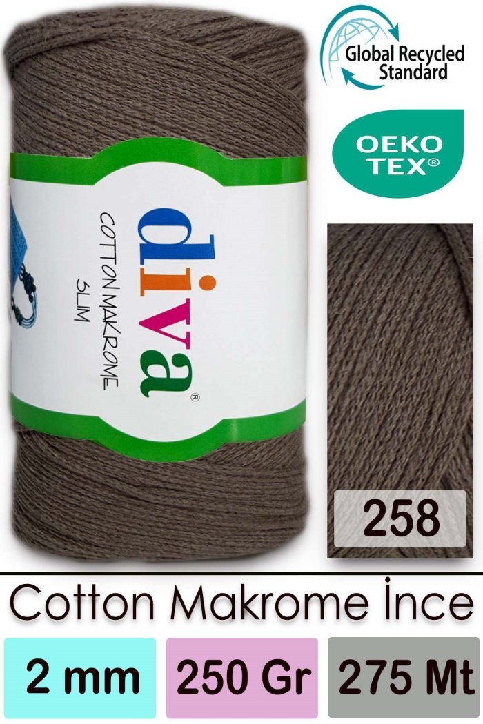 Diva Cotton Makrome İnce 258 Orta Vizon - Görsel 1