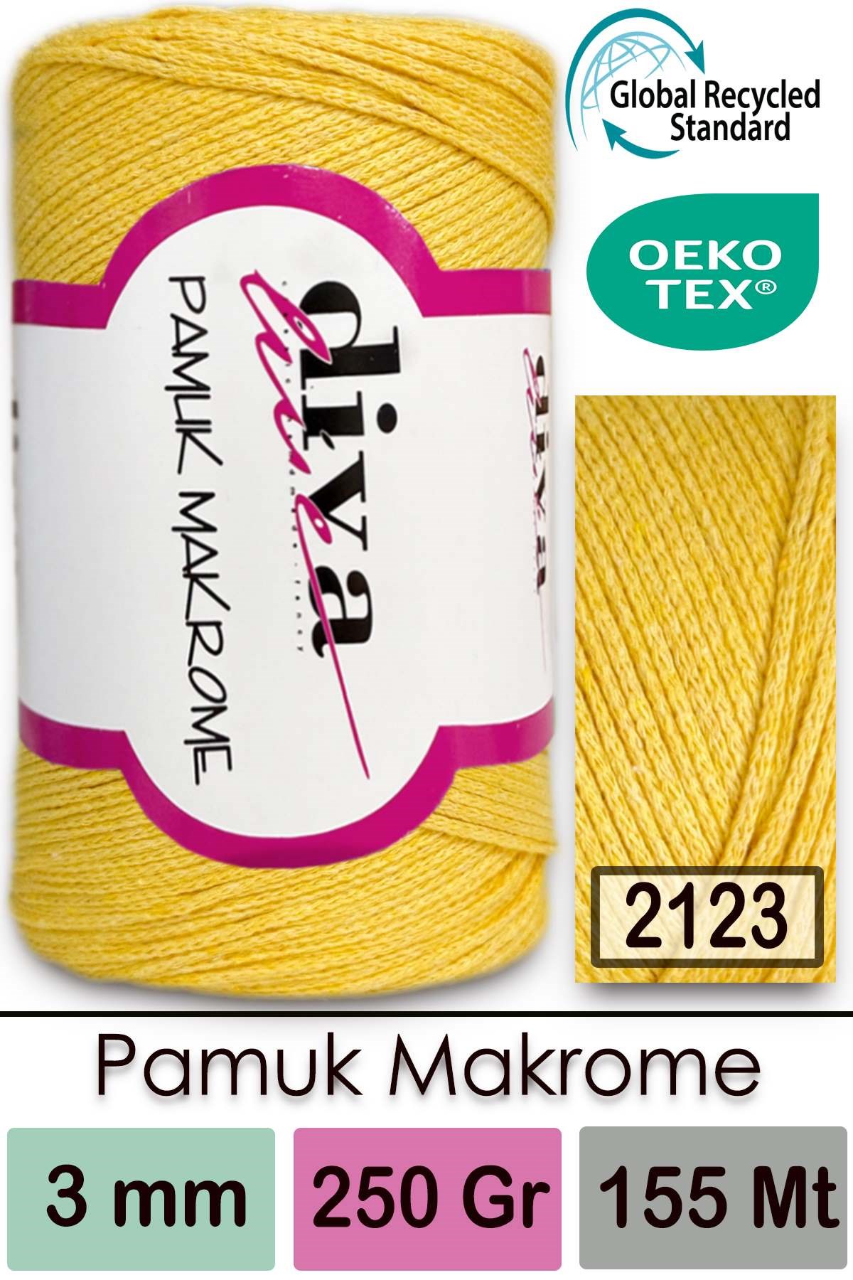 Diva Pamuk Makrome 2123 Sarı - Görsel 1