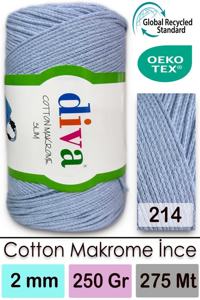 Diva Cotton Makrome İnce 214 Bebe Mavi - Görsel 1