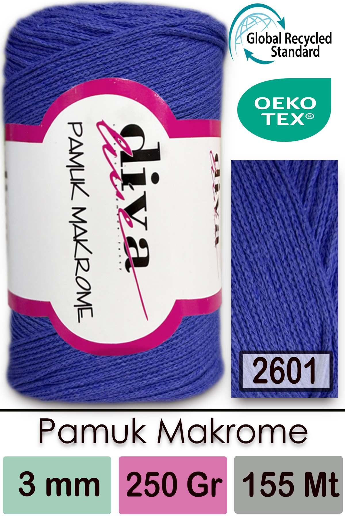 Diva Pamuk Makrome 2601 Saks Mavi - Görsel 1