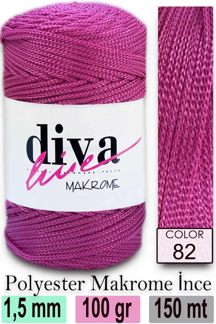 Diva Makrome İpi 82 Fuşya - Görsel 1