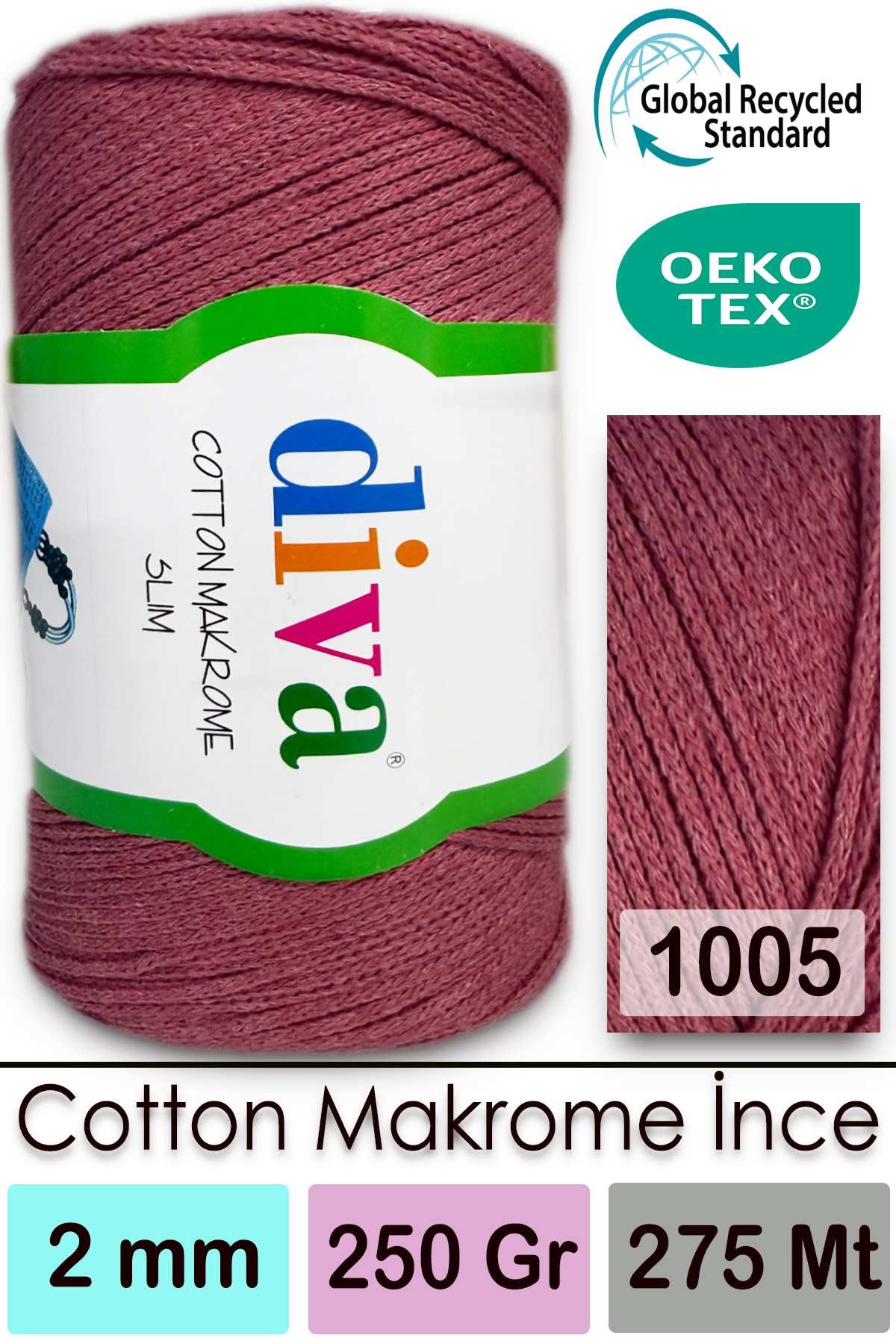 Diva Cotton Makrome İnce 1005 Koyu Somon - Görsel 1