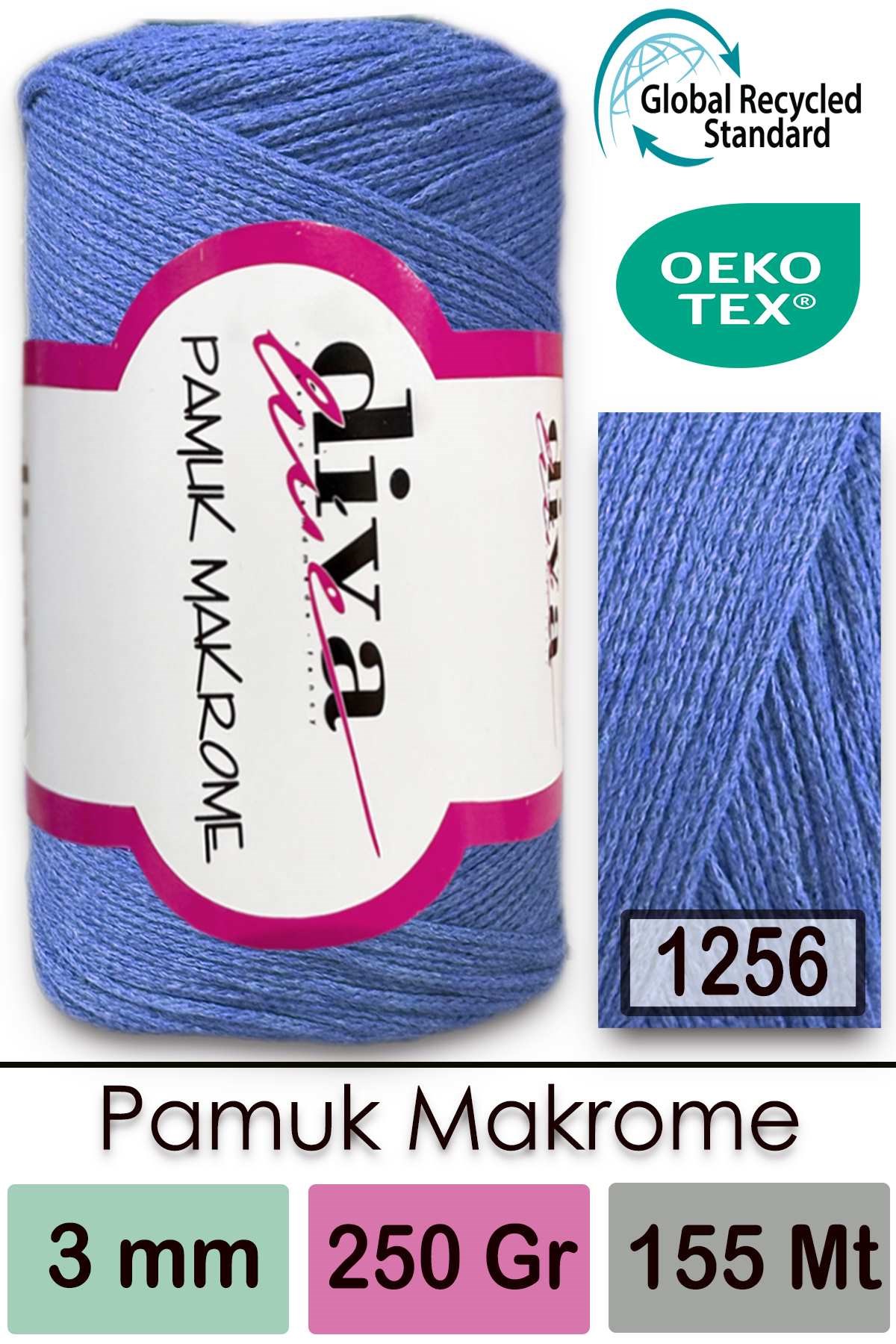 Diva Pamuk Makrome 1256 Mavi - Görsel 1