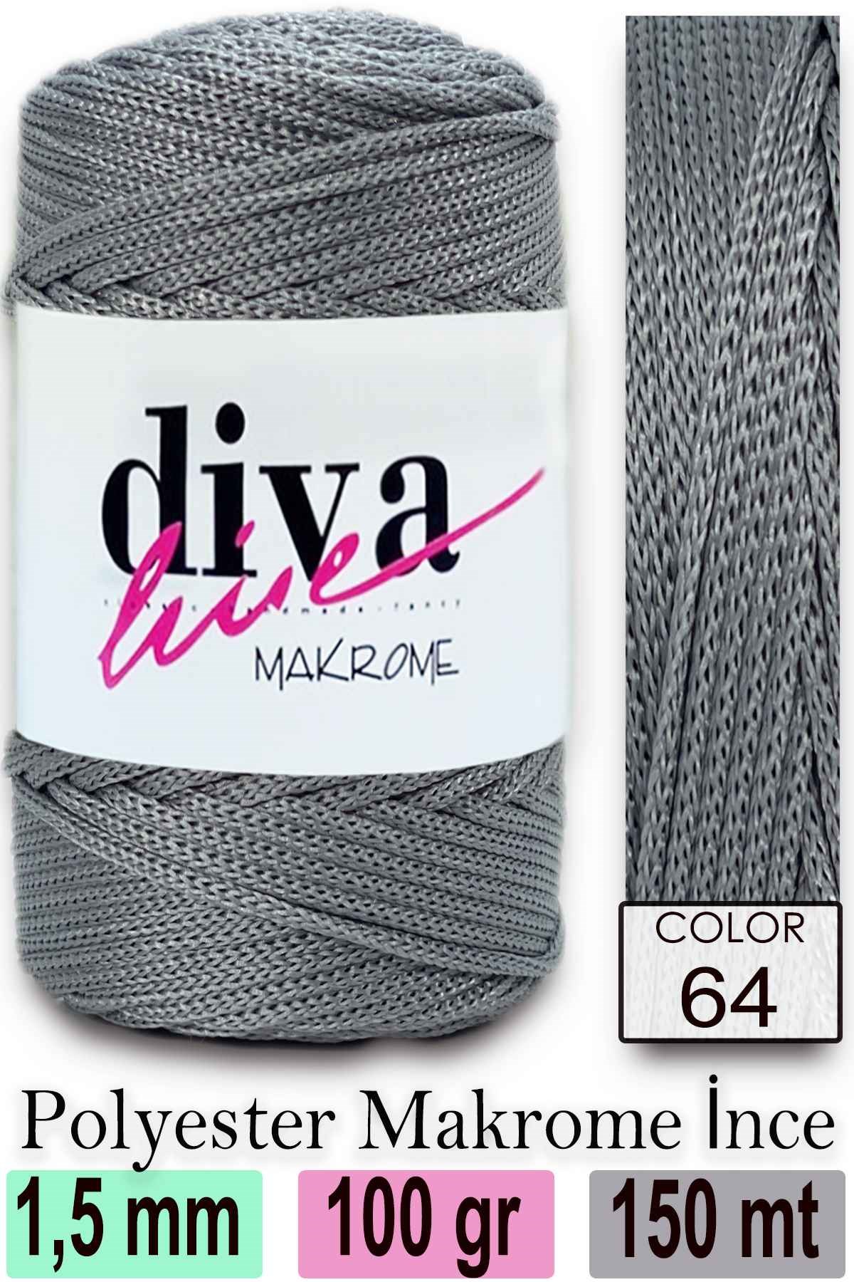 Diva Makrome İpi 64 Koyu Gri - Görsel 1