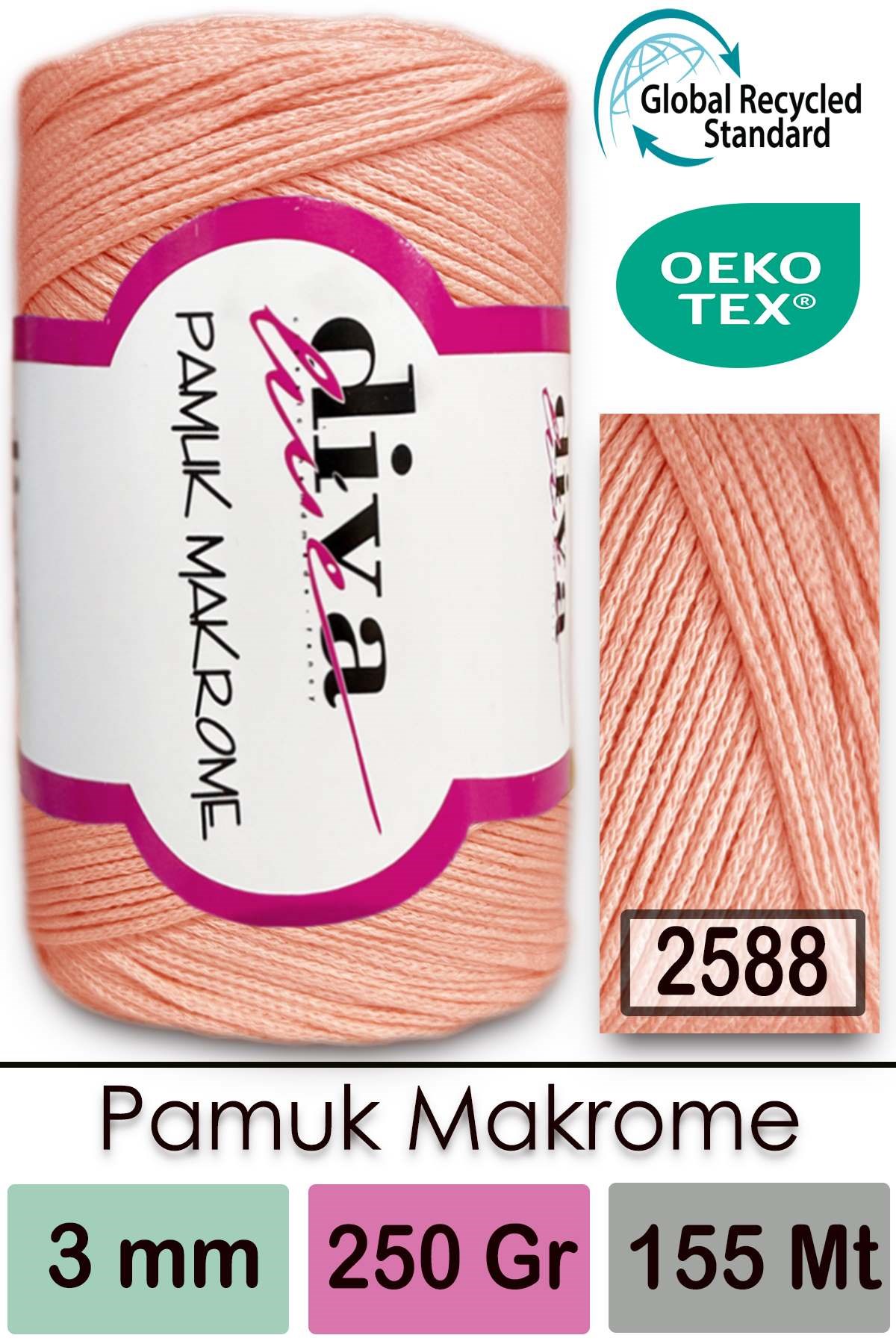 Diva Pamuk Makrome 2588 Somon - Görsel 1