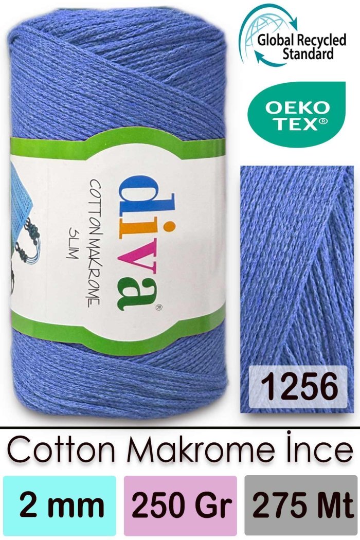 Diva Cotton Makrome İnce 1256 Mavi - Görsel 1