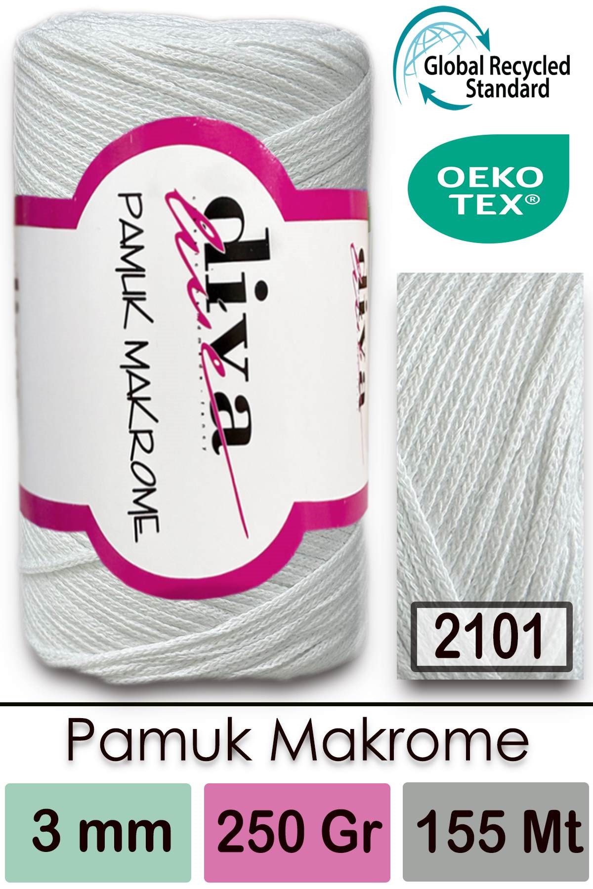 Diva Pamuk Makrome 2101 Beyaz - Görsel 1