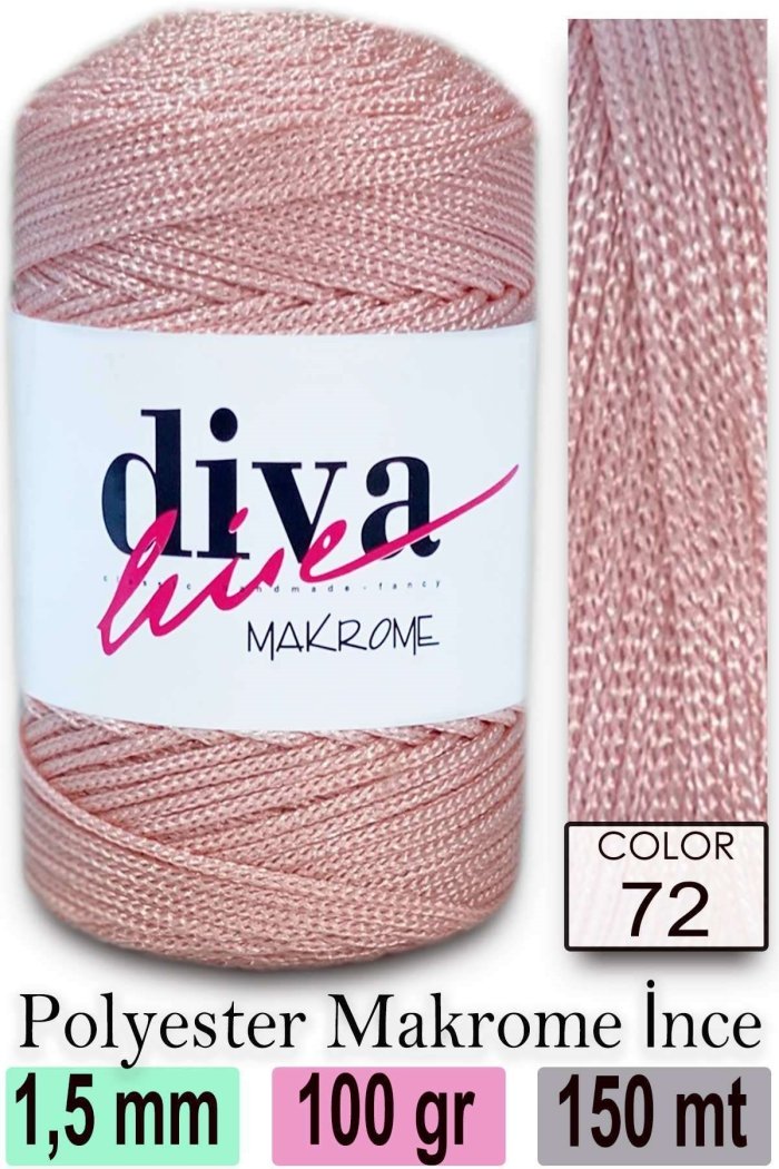 Diva Makrome İpi 72 Toz Pembe - Görsel 1