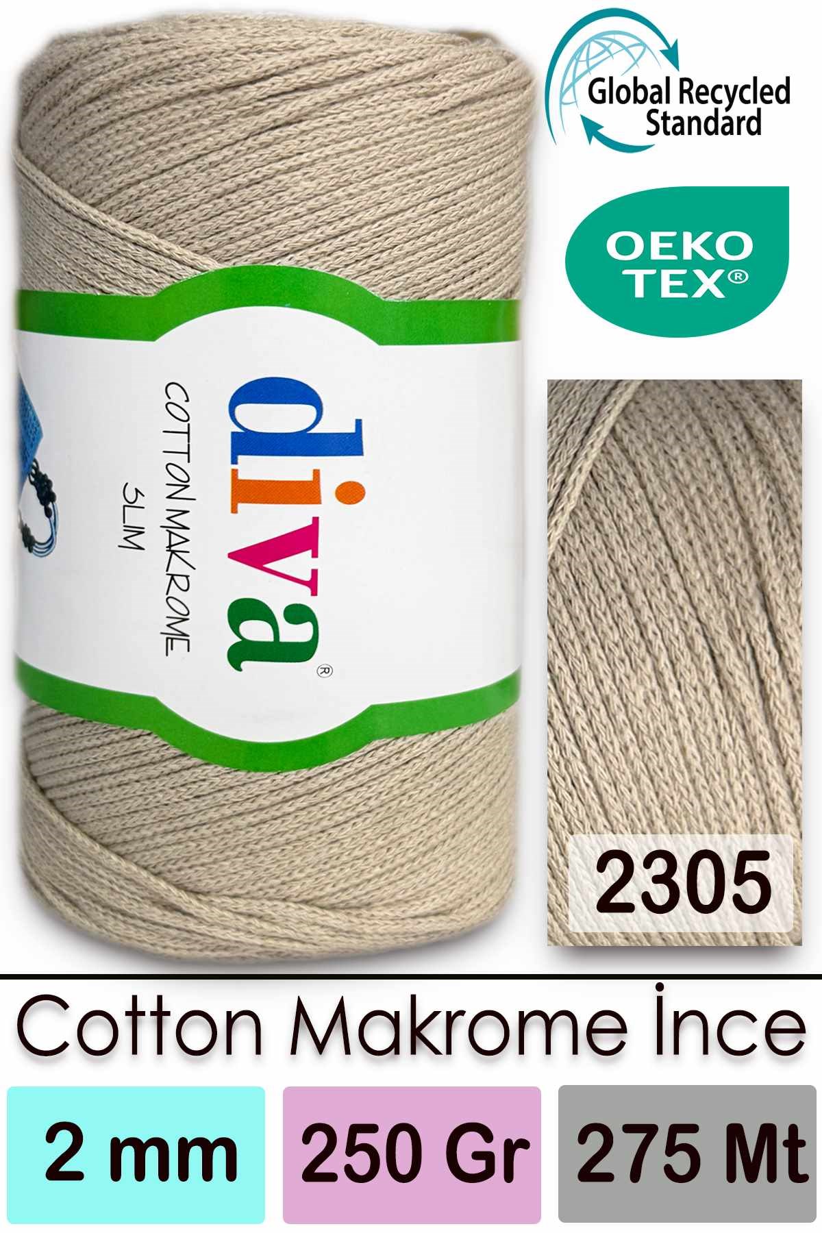 Diva Cotton Makrome İnce 2305 Açık Bej - Görsel 1