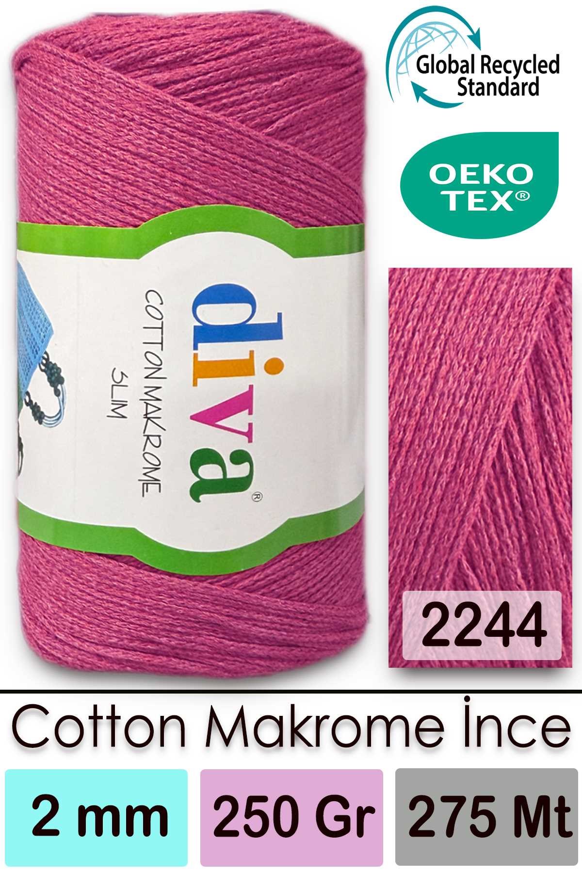 Diva Cotton Makrome İnce 2244 Koyu Pembe - Görsel 1