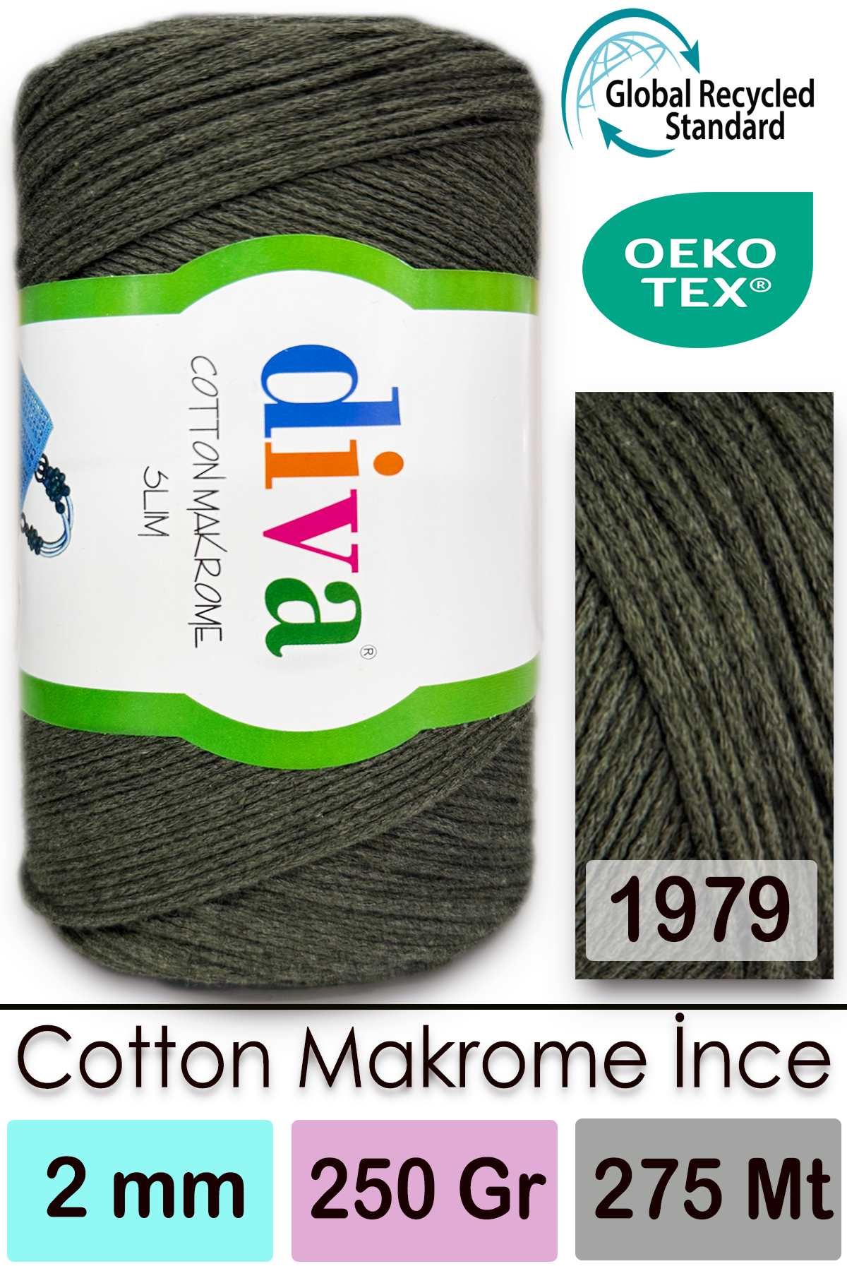 Diva Cotton Makrome İnce 1979 Haki - Görsel 1