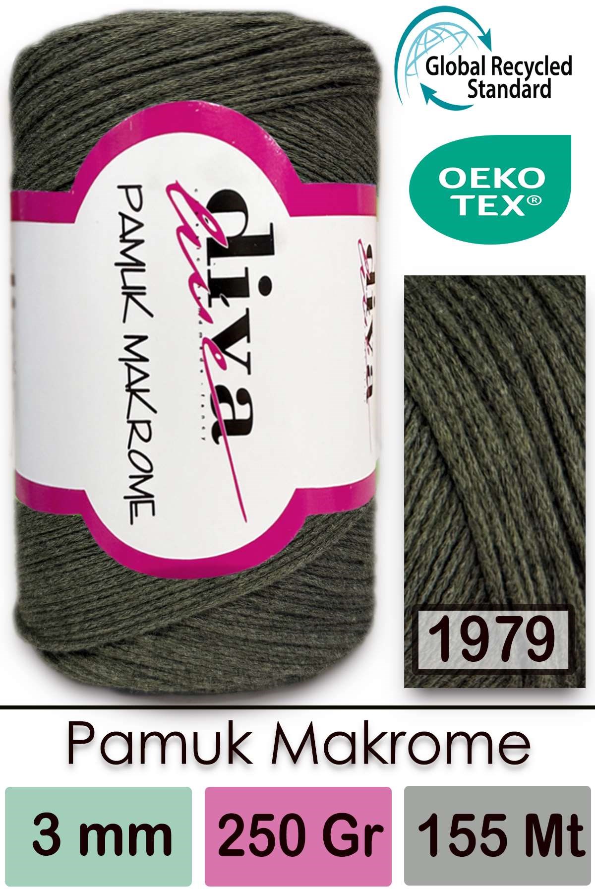 Diva Pamuk Makrome 1979 Haki - Görsel 1