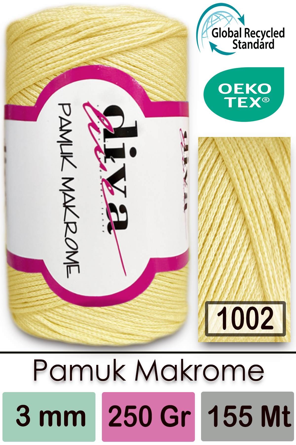 Diva Pamuk Makrome 1002 Soft Sarı - Görsel 1