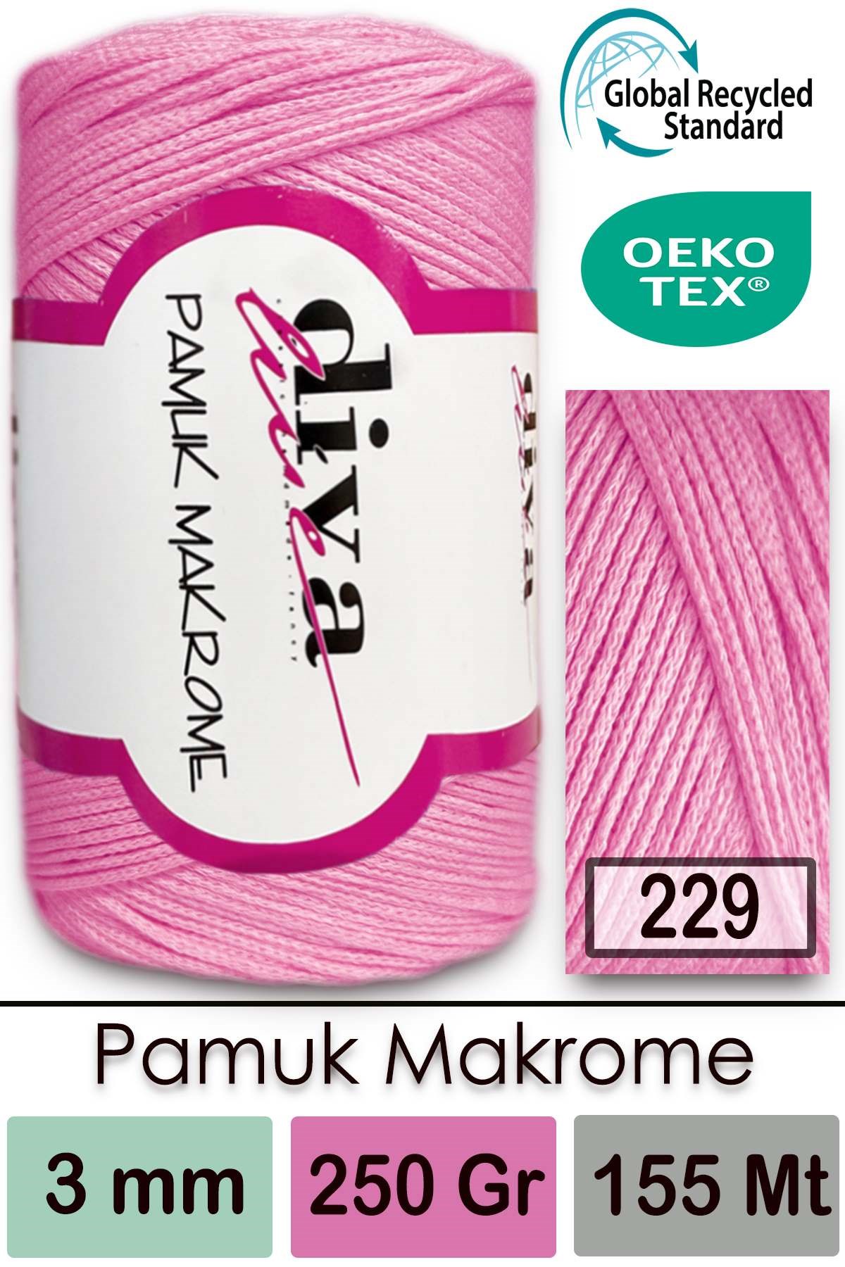 Diva Pamuk Makrome 229 Pembe - Görsel 1