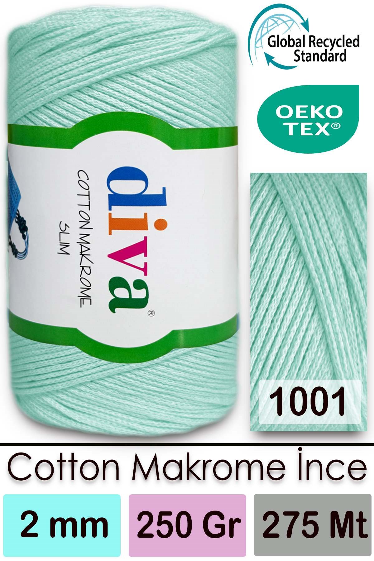 Diva Cotton Makrome İnce 1001 Soft Mint - Görsel 1