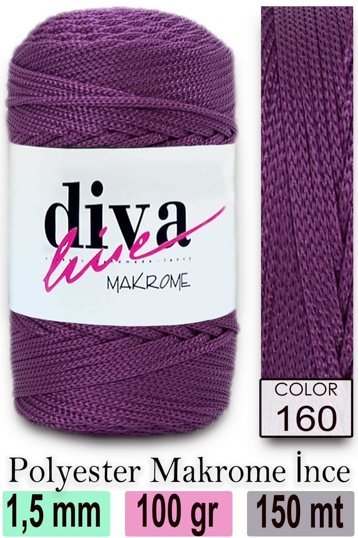 Diva Makrome İpi 160 Mor - Görsel 1
