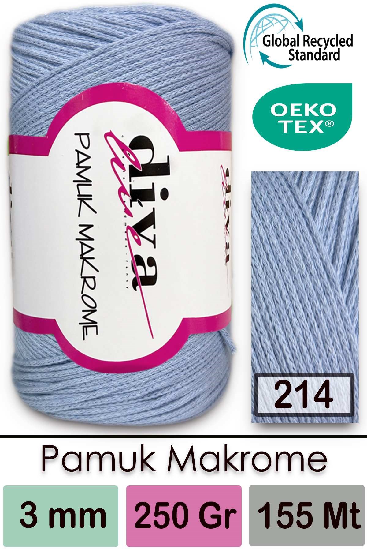 Diva Pamuk Makrome 214 Bebe Mavi - Görsel 1