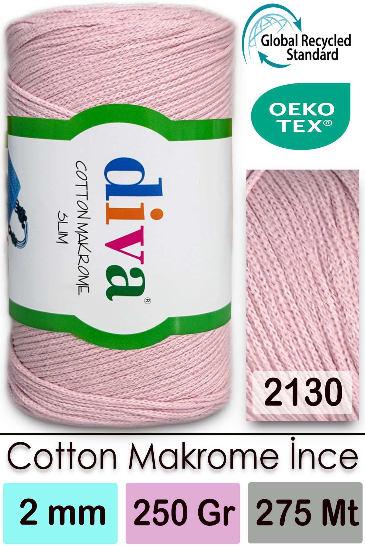 Diva Cotton Makrome İnce 2130 Açık Pembe - Görsel 1